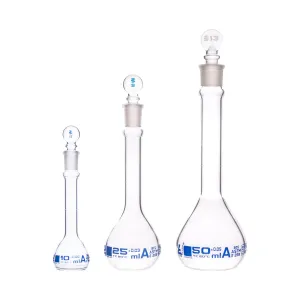 Safety Pack Volumetric Flask Set - 10ml, 25ml & 50ml - Class A, ASTM -Borosilicate 3.3 Glass
