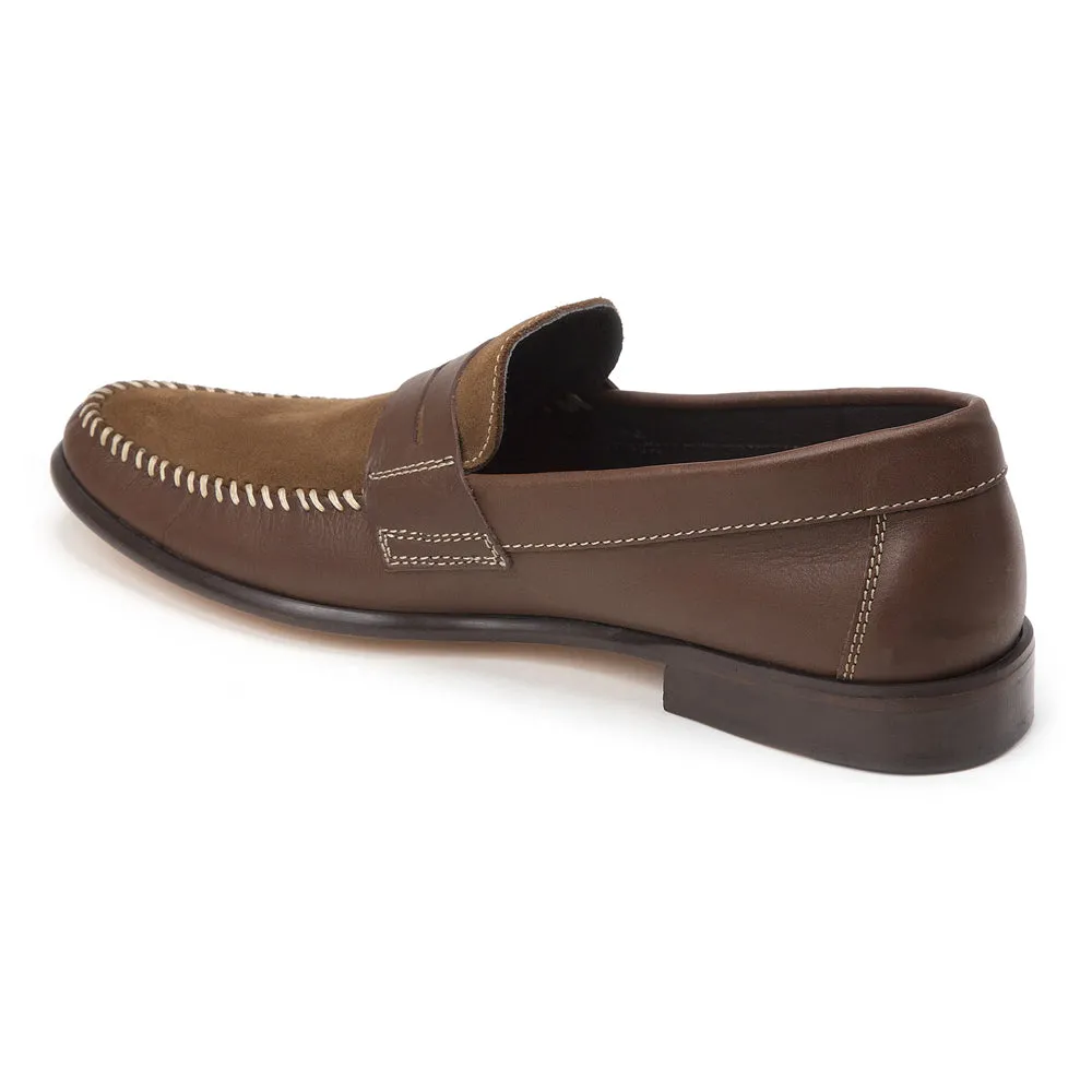Sandro Moscoloni Hugo brown handsewn penny loafer