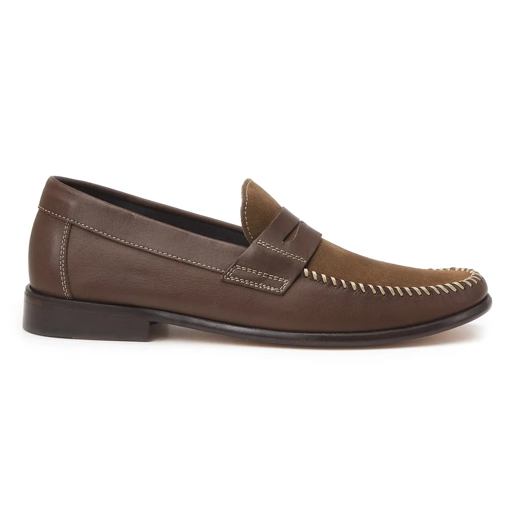 Sandro Moscoloni Hugo brown handsewn penny loafer