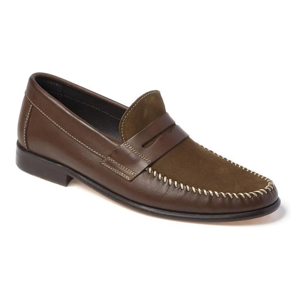 Sandro Moscoloni Hugo brown handsewn penny loafer