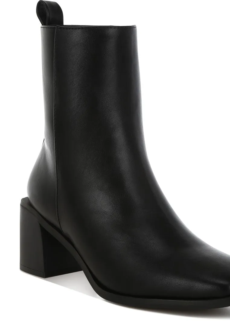 Square Toe Faux Leather Ankle Boots