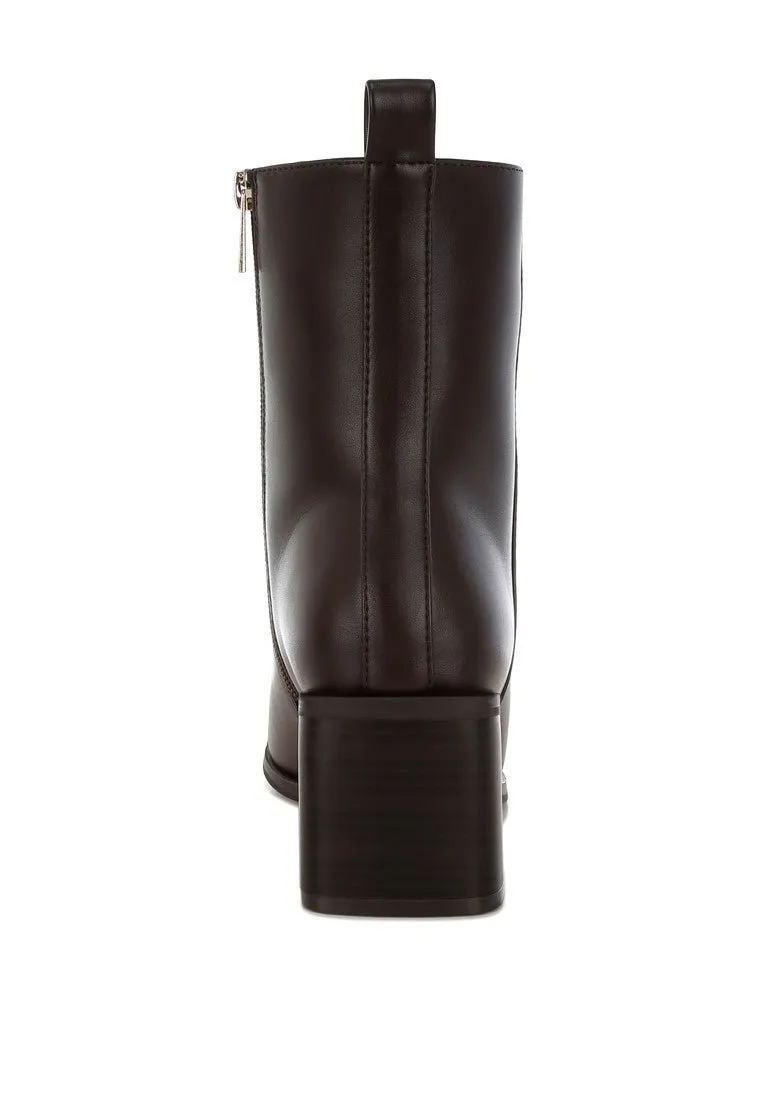 Square Toe Faux Leather Ankle Boots