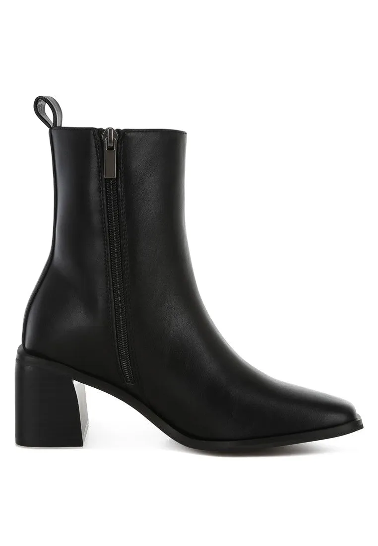Square Toe Faux Leather Ankle Boots