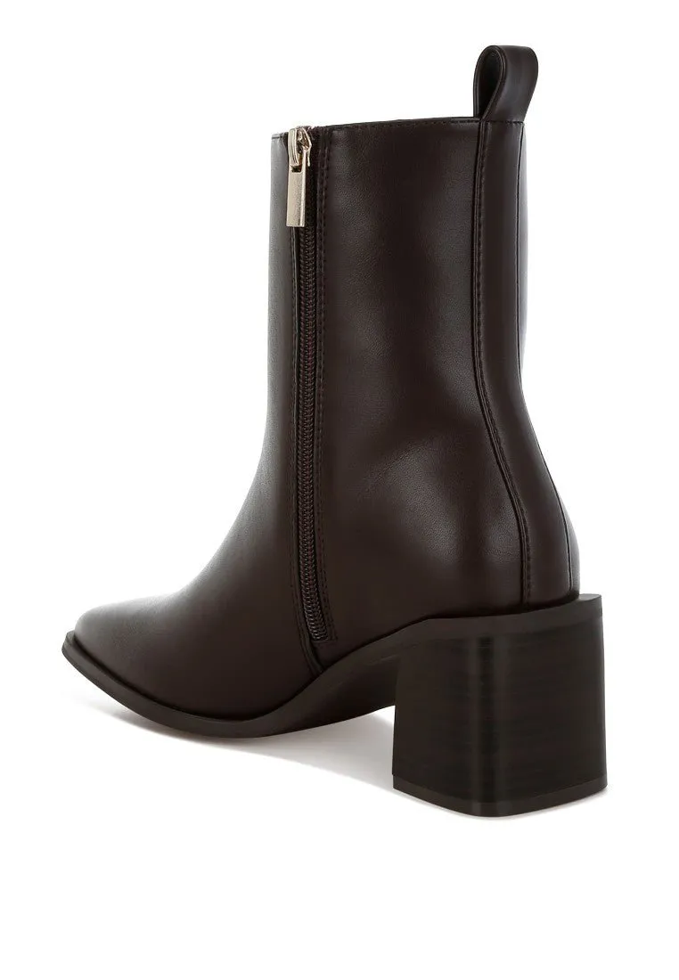 Square Toe Faux Leather Ankle Boots