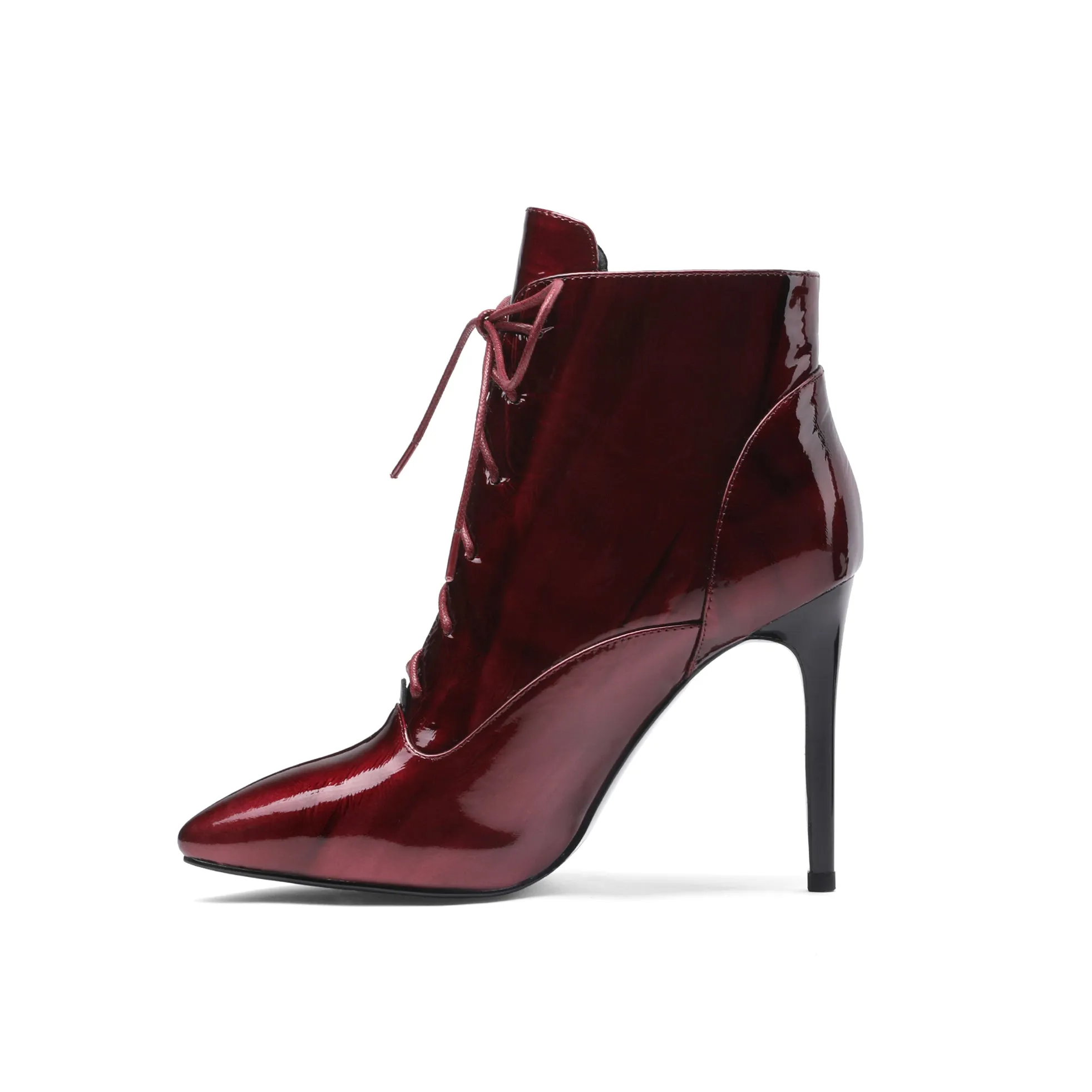 TinaCus Women's Patent Leather Pointed Toe Handmade Hidden Platform Selftie Stieltto High Heels Chic Ankle Boots