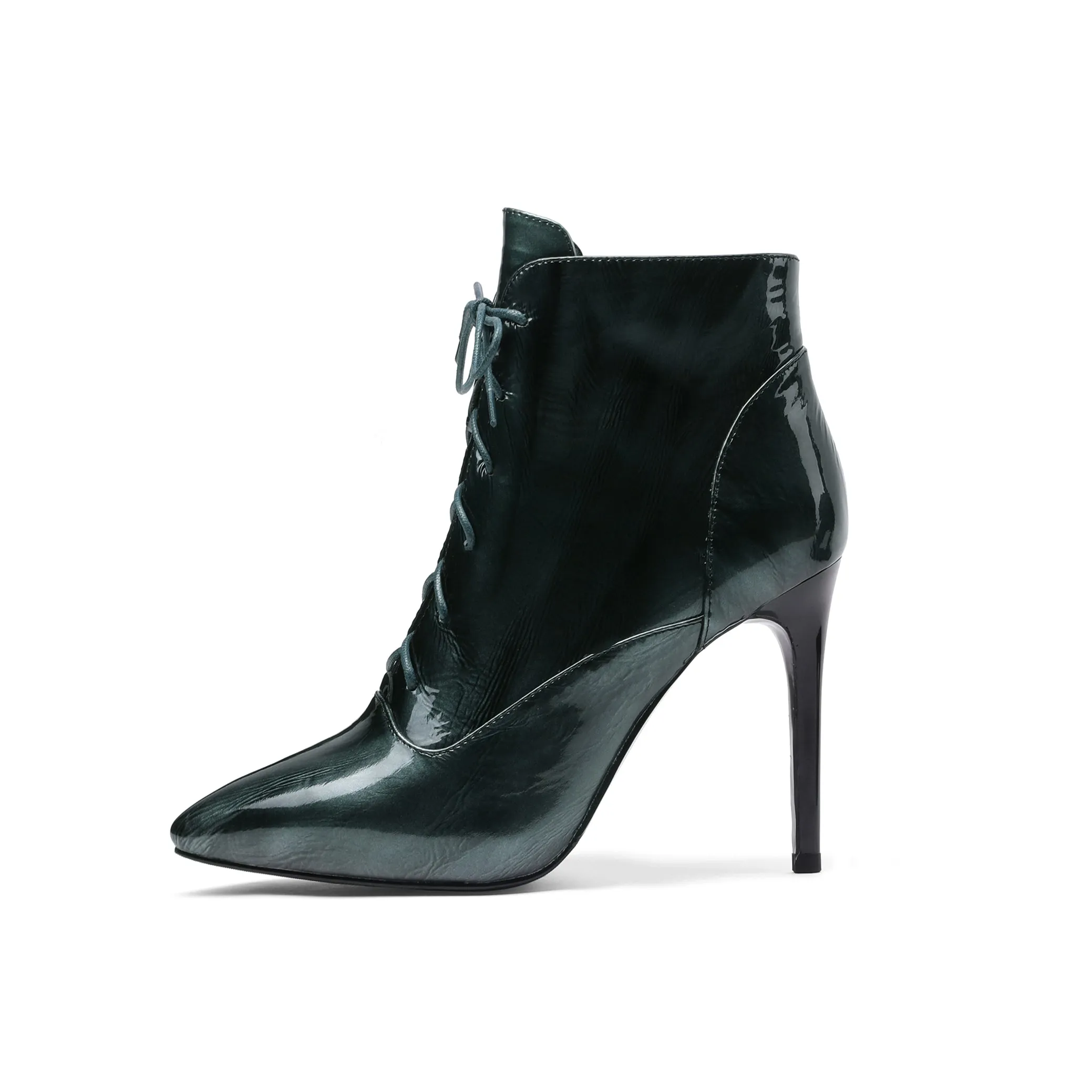 TinaCus Women's Patent Leather Pointed Toe Handmade Hidden Platform Selftie Stieltto High Heels Chic Ankle Boots