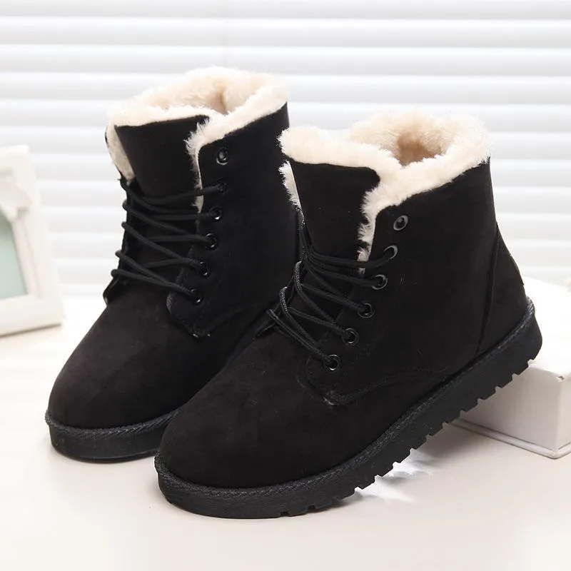 Women Winter Snow Boots Suede Ankle High Warm Fur Boots 5 Colors
