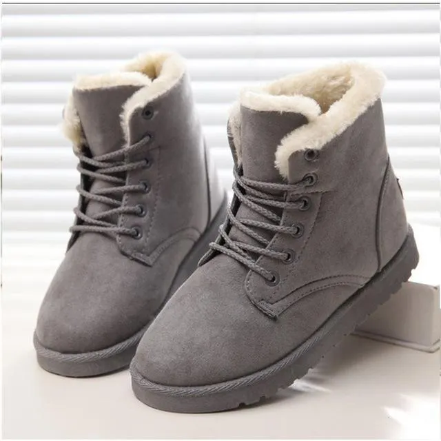 Women Winter Snow Boots Suede Ankle High Warm Fur Boots 5 Colors