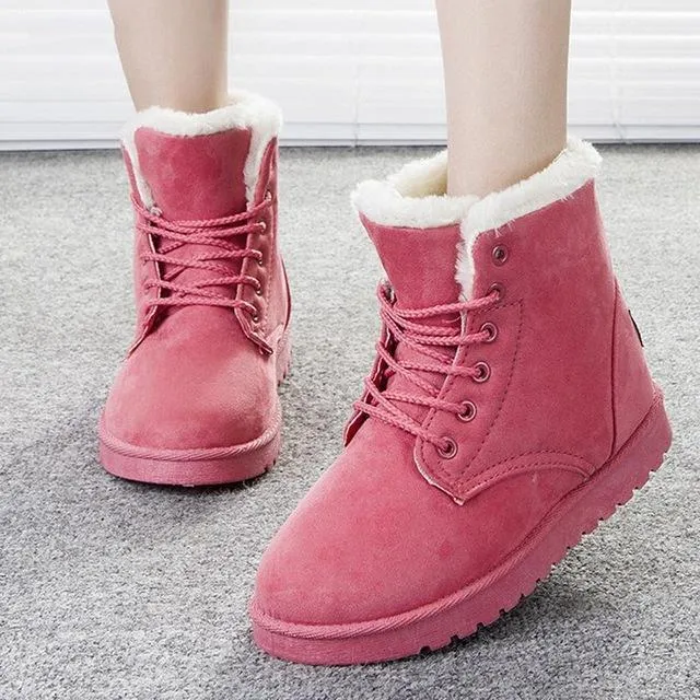 Women Winter Snow Boots Suede Ankle High Warm Fur Boots 5 Colors