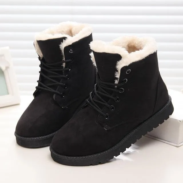 Women Winter Snow Boots Suede Ankle High Warm Fur Boots 5 Colors