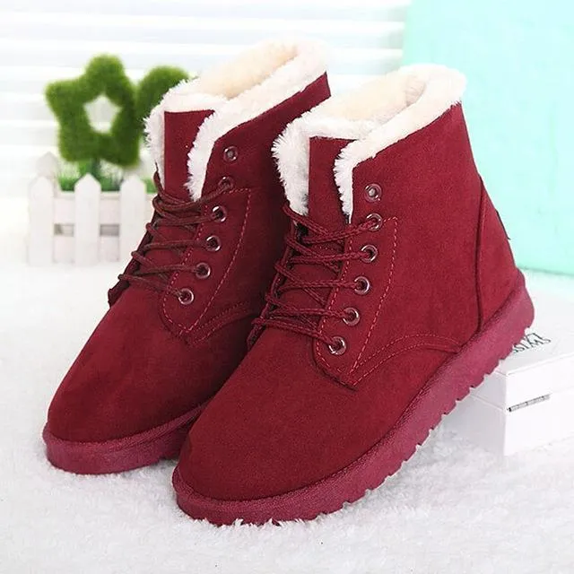 Women Winter Snow Boots Suede Ankle High Warm Fur Boots 5 Colors