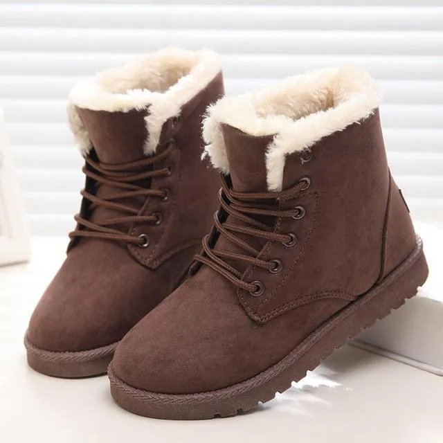 Women Winter Snow Boots Suede Ankle High Warm Fur Boots 5 Colors