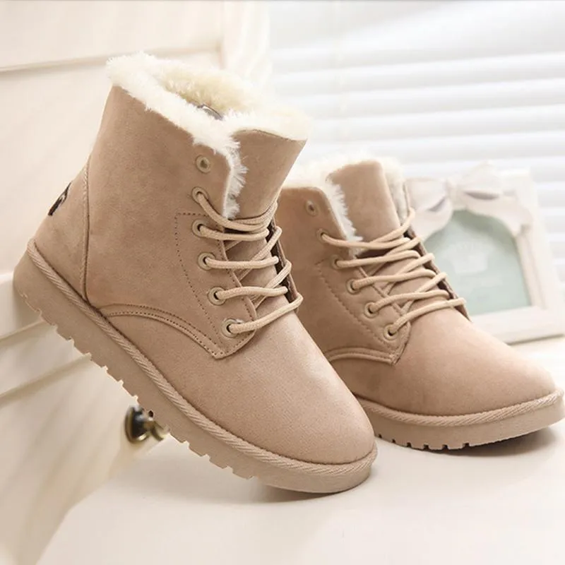 Women Winter Snow Boots Suede Ankle High Warm Fur Boots 5 Colors