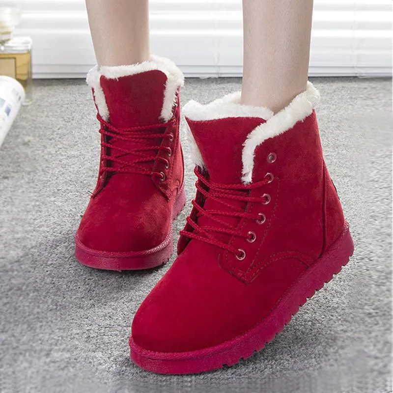 Women Winter Snow Boots Suede Ankle High Warm Fur Boots 5 Colors