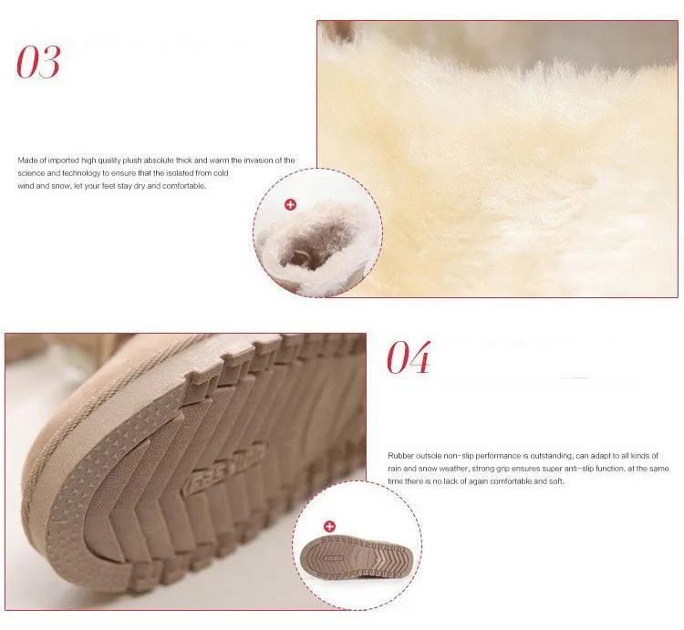 Women Winter Snow Boots Suede Ankle High Warm Fur Boots 5 Colors